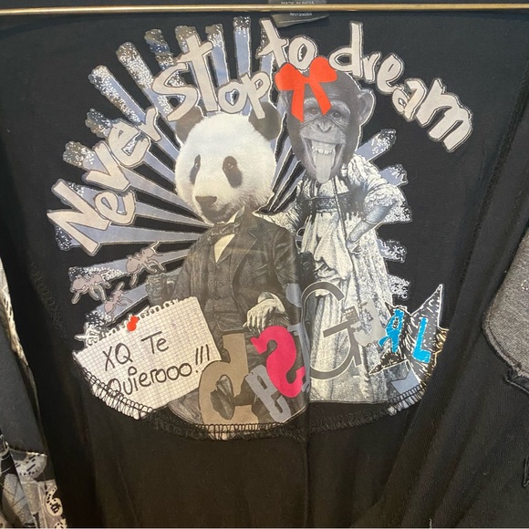 DESIGUAL Silver Satin Cotton Abstract Dress with Sleeves. SizeXL. - Picture 5 of 16